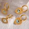 Ohrringe Yhpup Edelstahl Truthahn Evil Eye Hoop Ohrringe Trendy Modeschmuck für Frauen Charme Bijoux