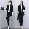 Women's Two Piece Pants Women Business Suit Formal Elegant Set With Double-breasted Coat High Waist For