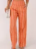 Pantaloni da donna 2024 Scher Striped Casual for Women Style Stilgo Slimt Fit Veratile High Wile Shil-a gamba dritta pantaloni