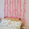 Dekorativa blommor 4st 47.2ft Vår Artificial Cherry Blossom Garland hängande vinstockar för hembröllopsbordfest kawaii dekor tillbehör