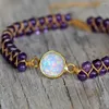 Charm Armband Creative Amethyst Beaded Opal Armband Handgjorda inslagna helande kristall för kvinnors gåva smycken