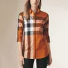 Designer Women's Casual Shirt Premium Designer Business T-Shirt Classic Men's Long Sleeve Shirt Plaid Top