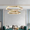 Modern Minimalism Steel Led Pendant Lights Gold Hexagon Hanging Lamp Woonkamer LED Luminarias Indoor verlichting armaturen