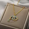 Moda Evil Eye Pingentes Colares para Mulheres 2024 GOTH 14K Colar de gargantilha de ouro amarelo Vintage Turkish Eye Neck Jewelry 314