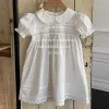 Piani un petto di ricamo in pizzo bianco per la bambina petalo figotto abito da festa di compleanno elegante principessa 2024 vestiti per neonati estivi look sorella