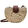 Сумки для плеча летняя плетение солома для женщин 2024 повседневное путешествие женское кросс -сумки пляж роттан модные сумочки