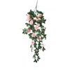 Dekorativa blommor Artificial Rose Vine Hanging For Wall Decoration Rattan Fake Plants Leaves Garland Romantic Wedding