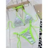 Nouveau bikini à deux pièces tissu tamponné à chaud pantalon triangle de cou de cou de coude de mode de mode