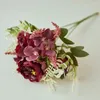 Decoratieve bloemen Silk kunstmatige pioenroos Rose Hydrangea Wedding Huis Decoratie Paarse hoogwaardige DIY Big Bouquet Fake Flower