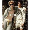 Fashion Brand RHUDE Letter Jacquard Knitted Sweater Casual Plaid Shorts for Men and Women High Street Capris
