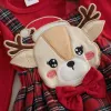 Set Visgogo 3pcs Baby Girl Clothes Outfit Christmas Ruffle Long Freeve Pomper Cartoneon Elk Ramitch Plaid Scapa ALINE CAPBIA