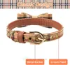 Hundhalsar Leases Bow Tie and Leash Set Classic Plaid Charm justerbar mjuk läderhundar Bandana Collar för valpkatter 3 st B32 Dro Otouy