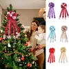 Figurine decorative albero di Natale topper a fiocco grande con streamer decorazione bordo cablato