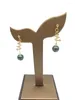 Boucles d'oreilles en pente Folisaunique nature naturelle verte noir tahitien perle oreille pour femmes réel diamant 18k