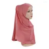 Roupas étnicas H120A Big Girls Plain Hijab Hats Muslim Sconhe Islâmico lenço da cabeça Amira puxa na cabeça linda 10 anos menina
