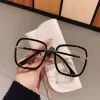 Linser Elegant Clear Green Leopard Blue Filter Geleglass Frame Women Overzied Square Reading Glasses Presbyopic Events Plus +1 +2 +6