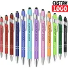 أقلام 50 PCS Metal Barker Ballpoint Universal Drawing Touch Screen Stylus Pen School School School Secorres Free محفورة بالاسم المخصص لشعار مخصص