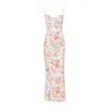 Womens Dress Printed Strap Sexy Backless Split Holiday Style Floral For Women