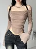Women's T Shirts Sexy Pure Want To Wear Halter Swing Collar Asymmetrical Niche Design Top Slim Looking Off-Shoulder T-shirt For Women