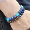 STRAND MHS.SUN CHARM HANDMADE 8MM TURQUOISE/LAPIS LAZULI NATUURLIJKE STEEN BRACKET STAPBABBELE HEALENDE HEALENDE GENOEMEN SIERRY VOOR VROUWELIJKE MENSCHADE