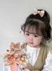 Hårtillbehör nya barn söt kaffe färg bowknot blommor elastiska hårband flickor söta scrunchies gummiband barn hår tillbehör