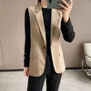 Giubbotti da donna 2024 Giacca vintage olam casual blazer lungo tipo da donna gilet singolo petto senza maniche da ufficio ledies
