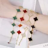 Les bracelets nouvellement conçus se vendent comme des gâteaux chauds à double trèfle Bracelet Fleur Flore Fritillaria blanc avec Vnain commun