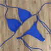 Dames Swimwear 2 PCS/Set Bikini Set Sexy Bikini's 2024 Solid Color Halter Neck Riem Thong Swimwear Bathing Suit Women Swims Set voor Beach D240424