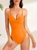 Swimwear 2024 Cross Solide Cross Solid Femme One Piece Sexy Push Up Female Baigneurs Baignes Bathing Bathing Swimming Swim