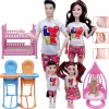 Lalki 5PC/Lot Family para lalki w ciąży mamo lalka wózek akcesoria Baby Boy Ken Playset dzieci