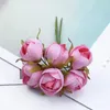 Decorative Flowers 12 Pieces Small Tea Toses Wedding Christmas Wreaths Diy Gifts Box Scrapbook Home Decor Artificial