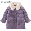 Down Coat Chirstmas Princess Girls Winter Cotton-padded Thicken Warm Kids Parkas Fashion Plush Collar Long Children Outerwear Jacket