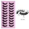 10Pair Synthetic Fiber Eyelashes Europe and America Fashion D-curve Volumizing Natural False Eyelashes