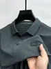 Erkek Polos Marka Rozeti İşlemeli Polo Gömlek Kısa Kol Kısa Kollu Üst Yaz Moda Lüks Nefes Alabilir Buz İpek Sıradan İş T-Shirt