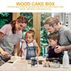 Ta ut containrar 2 datorer Cake Box Birthday Carrier Ostbehållare med täckparty Poplar Material Wood