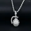 Colliers de pendentif Hip Hop micro-pavé cubique Zirconi Bling Out Grenade Pendants pour hommes du rappeur