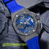 AP RESPOSTA DE PULHO TÁTICO 26589IO Titanium Blue Dial 44mm Manual de diâmetro do diâmetro do medidor