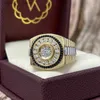 Band Rings Classic Mens Ring Fashion Metal Gold Color Inlaid White Zircon Punk for Men Engagement Wedding Luxury Jewelry H240424