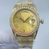 Män tittar på 36mm 18ct Yellow Gold 3255 Movement Automatic 128238 Armband Men's Sapphire Waterproof Diamond Watches Roman Dial