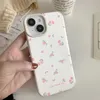 Случаи по сотовым телефонам Ins Korea Little Flower Soft Leather Phone Cash для iPhone 14pro 15promax 11 12 13 14 15 Pro Max 13pro Cover Fundas D240424