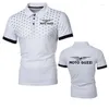 Polos masculinos 30% Cotto Mens Polo Polo Moto Guzzi Motocicleta 2024 Impressão Men Short Summer Sleeve Fashion Business Lapeel