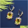 Boucles d'oreilles noués Dreamcarnival1989 Fabous Déclaration Femmes Elegant Dazzling Golden Zirconia Anniversaire Fleur suspendue Bijoux Drop Deliv Dhlhf