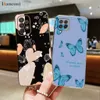 Cas de téléphones portables Butterfly Square Electroplated Silicone Phone Case pour Samsung Galaxy A53 A52 A52S A73 A33 A72 A32 4G 5G A51 A71 A12 A22 Couverture 240423