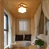 Takljus japansk träramp ledde med glas lampskärm korridor hallbalkong E27 Moderna ljusarmaturer för celling sovrum 220v