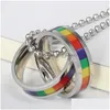 Anhänger Halsketten Regenbogen Edelstahlkreis Stolz schwule Halskette Männer Mode Paar Unisex Kette Hochwertige Schmuckgeschenke Drop dhxks