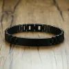 Strands Personalized Men Bracelet Satinless Steel Chain Link Black Tone Name Coordinate Custom Male Women CouplesBracelet