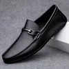 Casual Shoes Men Genuine Leather Spring Summer Flat Walking Loafers Black Brown Man Luxury Slip On Boat Business 38-46