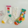 Calcetines calcetines para niños en primavera y verano delgados calcetines arcoiris parque de diversiones para niños y niñas tres parejas