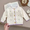 Sets Autumn Spring Newborn Baby Girls Clothing Set Long Sleeved Knitted Flower Embroidered Cardigan Coat Jumpsuit Children Clothes