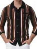 Men's Polos 2024 Autumn Collar Striped Jacquard Long Sleeved Knitted Shirt Yapi Polo Trendy T-Shirt